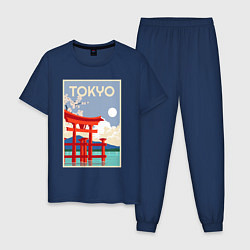 Пижама хлопковая мужская Tokyo - japan, цвет: тёмно-синий
