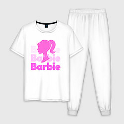 Пижама хлопковая мужская Логотип Барби объемный, цвет: белый