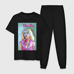 Пижама хлопковая мужская Портрет Барби - Марго Робби, цвет: черный
