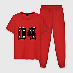 Пижама хлопковая мужская Год рождения номер регион 04, цвет: красный