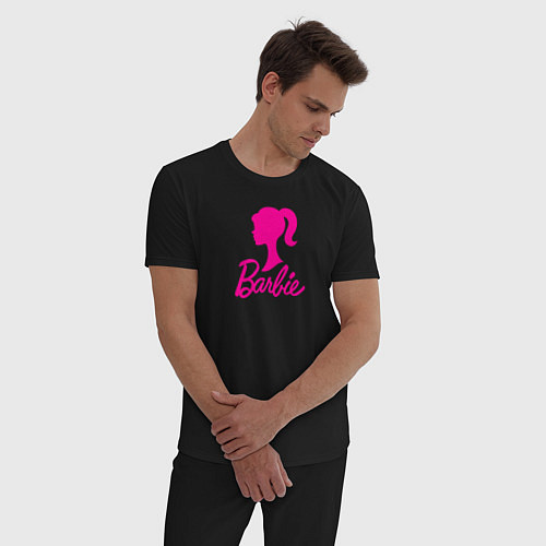Мужская пижама Розовый логотип Барби / Черный – фото 3