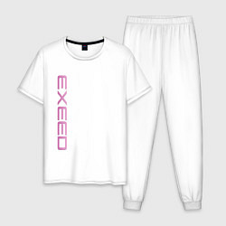 Пижама хлопковая мужская Exeed pink logo, цвет: белый