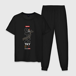 Пижама хлопковая мужская Japan Tokyo map, цвет: черный