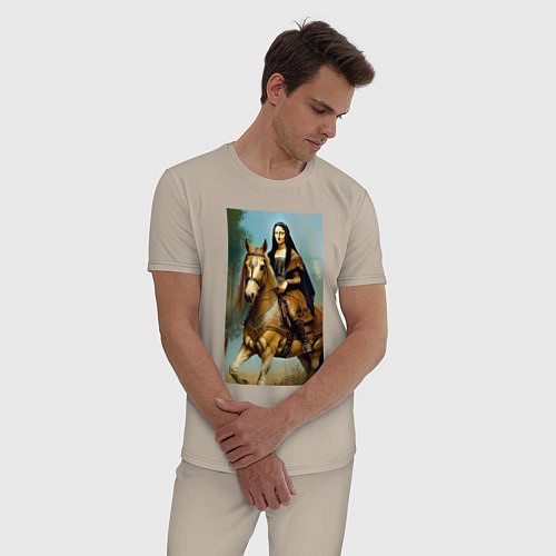 Мужская пижама Мона Лиза верхом на коне / Миндальный – фото 3