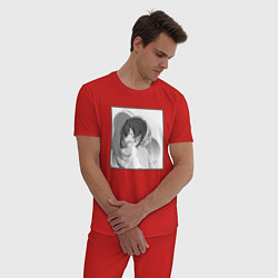 Пижама хлопковая мужская Слёзы Кукуру - Акватоп белого песка, цвет: красный — фото 2