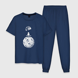 Пижама хлопковая мужская Moon spaceman, цвет: тёмно-синий
