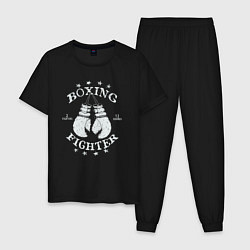 Пижама хлопковая мужская Boxing fighter, цвет: черный
