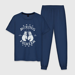 Пижама хлопковая мужская Boxing fighter, цвет: тёмно-синий