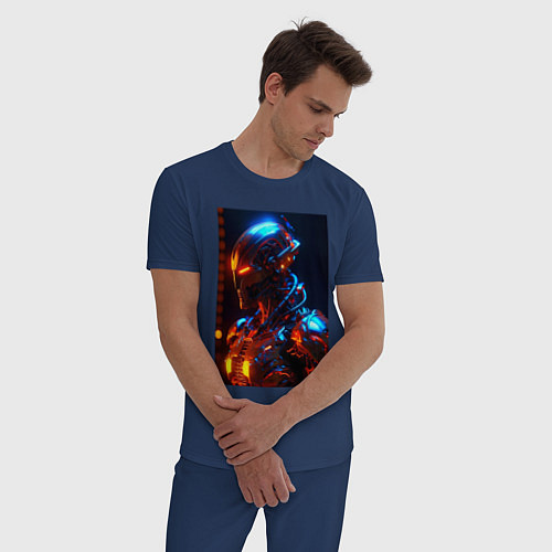 Мужская пижама Робот-пришелец от нейросети / Тёмно-синий – фото 3