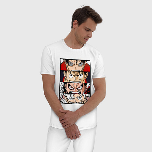 Мужская пижама Луффи пятый гир - One Piece / Белый – фото 3