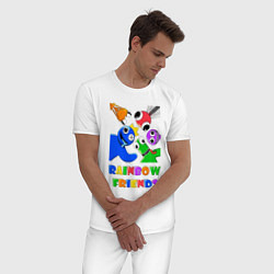 Пижама хлопковая мужская Rainbow Friends персонажи, цвет: белый — фото 2