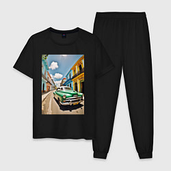 Пижама хлопковая мужская Кубинская улица, цвет: черный