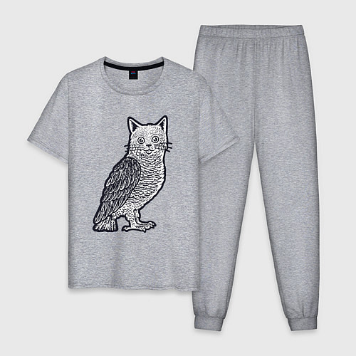 Мужская пижама Кошка сова / Меланж – фото 1