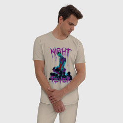 Пижама хлопковая мужская Ночная лихорадка, цвет: миндальный — фото 2