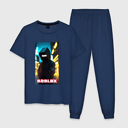 Пижама хлопковая мужская Roblox cyberpunk, цвет: тёмно-синий