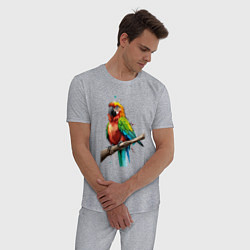 Пижама хлопковая мужская Попугай какаду, цвет: меланж — фото 2