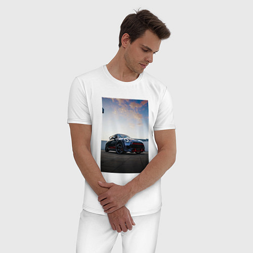 Мужская пижама Авто на фоне неба / Белый – фото 3