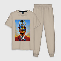 Пижама хлопковая мужская Salvador Dali - surrealism, цвет: миндальный