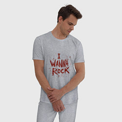 Пижама хлопковая мужская I Wanna Rock - Я хочу зажигать, цвет: меланж — фото 2