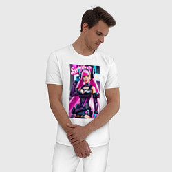 Пижама хлопковая мужская Барби - киберпанк - нейросеть, цвет: белый — фото 2