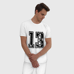 Пижама хлопковая мужская Год рождения номер регион 13 тринадцать, цвет: белый — фото 2
