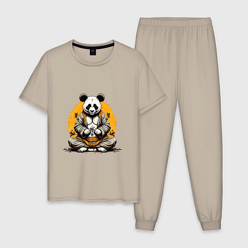 Мужская пижама Панда на медитации / Миндальный – фото 1