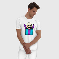 Пижама хлопковая мужская Пиксельная марионетка, цвет: белый — фото 2