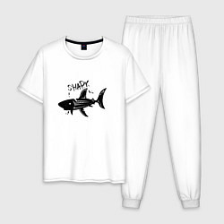 Мужская пижама Трайбл акула с надписью shark