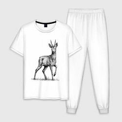 Пижама хлопковая мужская Косуля, цвет: белый
