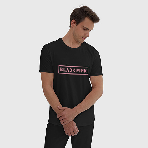 Мужская пижама Black pink - logotype - South Korea / Черный – фото 3
