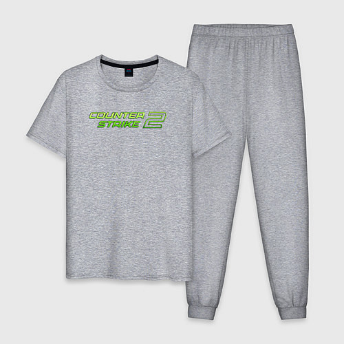 Мужская пижама Counter strike 2 green logo / Меланж – фото 1