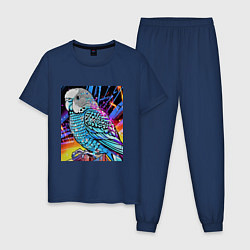 Мужская пижама Волнистый синий попугай