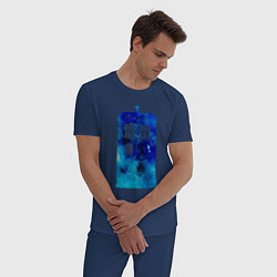 Пижама хлопковая мужская Space tardis, цвет: тёмно-синий — фото 2