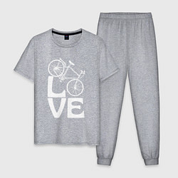Пижама хлопковая мужская Любовь велосипедиста, цвет: меланж