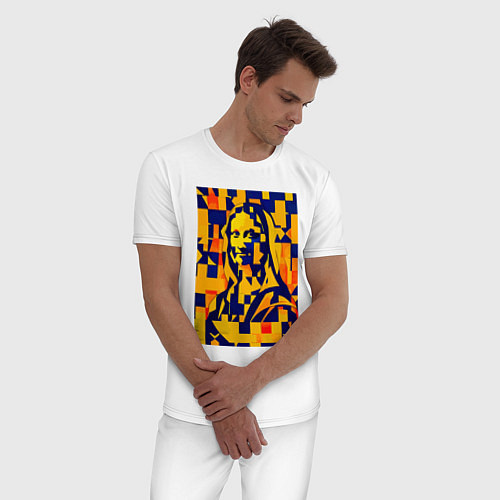 Мужская пижама Нейросеть рисует Лизу - стилизация / Белый – фото 3