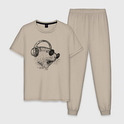 Пижама хлопковая мужская Морская свинка DJ, цвет: миндальный