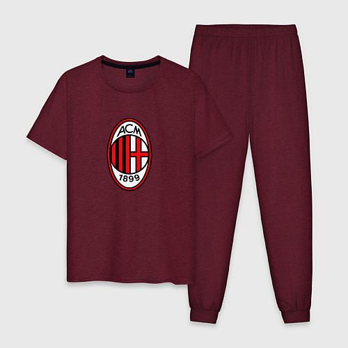 Мужская пижама Футбольный клуб Milan / Меланж-бордовый – фото 1