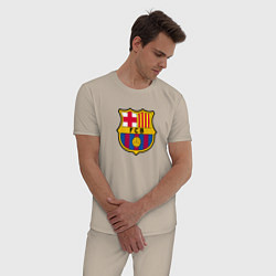 Пижама хлопковая мужская Barcelona fc sport, цвет: миндальный — фото 2