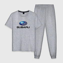 Пижама хлопковая мужская Subaru sport auto, цвет: меланж
