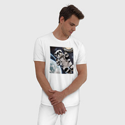 Пижама хлопковая мужская Панда астронавт, цвет: белый — фото 2