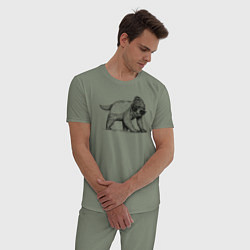 Пижама хлопковая мужская Медоед модный, цвет: авокадо — фото 2