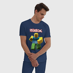 Пижама хлопковая мужская Roblox бегущий персонаж, цвет: тёмно-синий — фото 2