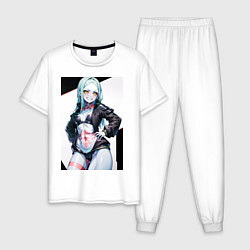 Пижама хлопковая мужская Обворажительная Rebecca Cyberpunk Edgerunners, цвет: белый