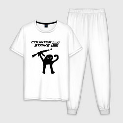 Пижама хлопковая мужская Counter strike 2 мем, цвет: белый