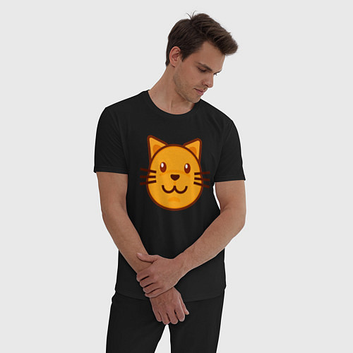 Мужская пижама Оранжевый котик счастлив / Черный – фото 3