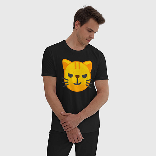 Мужская пижама Жёлтый котёнок хитрит / Черный – фото 3