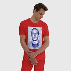 Пижама хлопковая мужская Text eminem, цвет: красный — фото 2