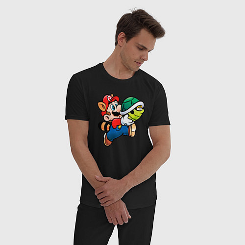 Мужская пижама Марио несёт черепашку / Черный – фото 3