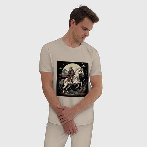 Мужская пижама Рыцарь на коне под луной / Миндальный – фото 3