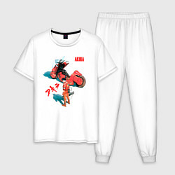 Пижама хлопковая мужская Akira киберпанк аниме и манга, цвет: белый